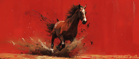 Abstract oil painting, gold, horse, paintings, wall art, modern artwork. Paint spots, paint strokes, knife painting. Large stroke oil painting, mural, art wall...の素材