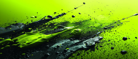 Abstract artistic backgrounds. Golden brush strokes. Textured backgrounds. Oil on canvas. Modern art. Horses, green, gray, wallpapers, posters, cards, murals, carpets, hangings, prints, drawingsの素材