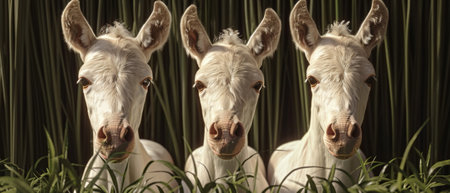 Painting, watercolor, sanlian, leaves, gold element, animals, plants, flowers, horses, geometry, feathers, three figures............の素材