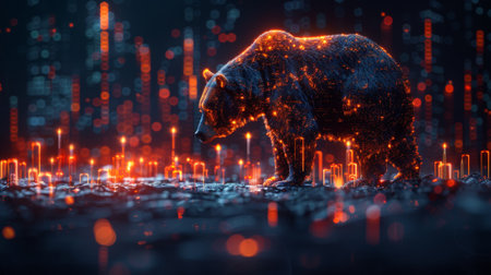 Stock market exchange concept, bearish shape and candlesticks combined with finance iconsの素材