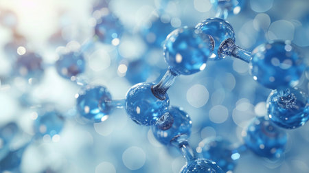 On a light-bulb background, a graphic of a realistic molecule structure can be seenの素材