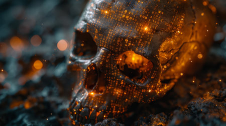 Concept of computer virus or hacker combined with programming scriptの素材