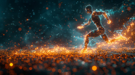 Polygon runner with futuristic elements, based on sport science technology...の素材