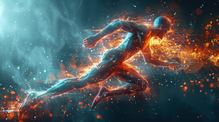 This concept incorporates sport science technology and futuristic elements in the form of a polygon runnerの素材