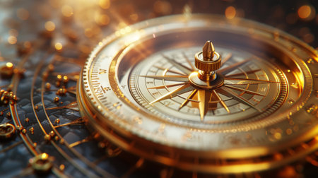 Business investment strategy concept, graphic of compass with business investment iconの素材