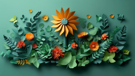 The background of an ecology infographic is a colorful paper turbine graphic that is eco-friendly and can be used for decorationの素材