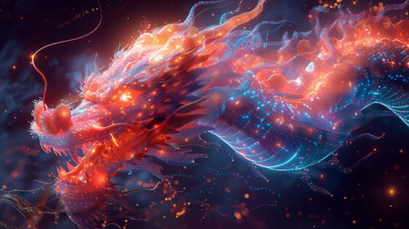 Chinese dragon graphic combined with map of Chinaの素材