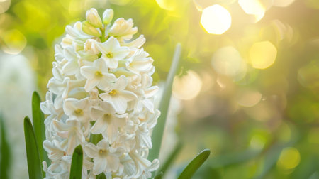 Hyacinth with white pearls over a natural background.の素材