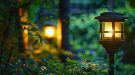 A garden light at night.の素材