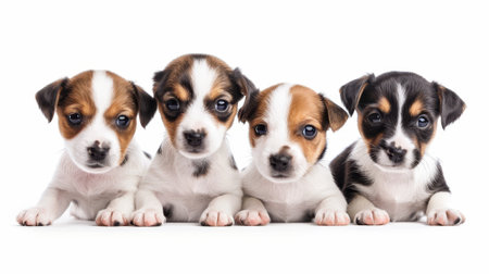 Isolated white background with jack russell terrier puppies.の素材