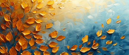 An abstract oil painting technique with flowers, leaves. Prints, wall papers, posters, cards, murals, carpets, decorations, wall paintings, posters.の素材