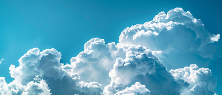 The sky is blue with white clouds.の素材