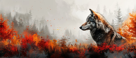 In this abstract painting, the paper is made of watercolor, paint, leaves, gold elements, animals, puppies, plants, flowers, horses, geometric, feathers, etc.の素材