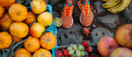 Fitness, trail running, and healthy livingの素材