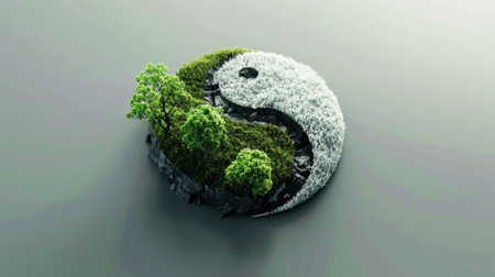 Ecosystem element and Yin Yang symbol combined with ecology system conceptの素材