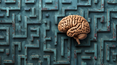 Human brain shape combined with maze pattern is a concept of creative thinkingの素材