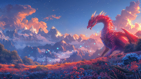 It's a place where gem stones and crystals create energy for dragons. The dragons are in another artwork. - Scene Design. Fantastic Style.の素材