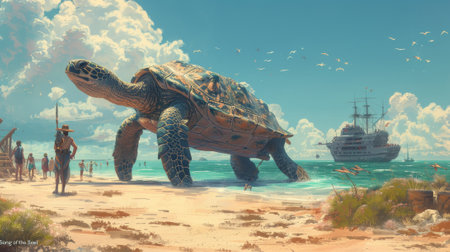 -Scenic Design - Fantasy Theme - Fantastic / Realistic Style Image: "The Flying Turtle" is one of the stories in the "Song of the Sea" series. The turtle and the raider were removed in case you needの素材