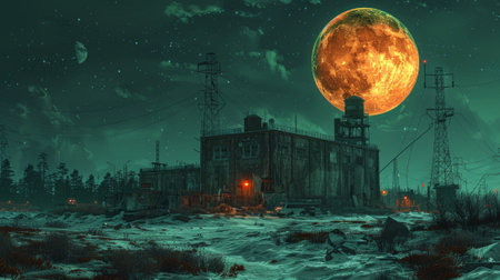 Illustration: The Horrible Version of the Prison Planet. Realistic Style. Scene/Wallpaper Design.の素材