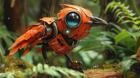 A Robotic Bird in an Imaginary World Called "The King and the Bird". The style is realistic, cartoony, and fantastic.の素材