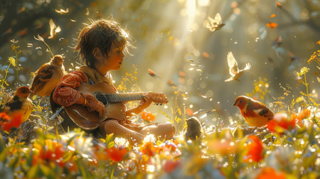 Children's Story Digital CG Artwork, Concept Illustration, Greeting Card, Cartoon Style Background, Child Story Digital CG Artworkの素材