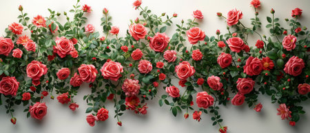 Isolated roses on a white background with space for your photo or text. Flowers frame and copy space.の素材