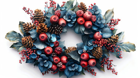 This is a beautiful illustration of a Christmas wreath...の素材