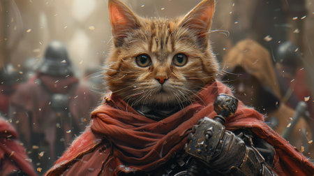 Imaginary Paladin Kitten - digital illustrationの素材