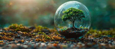 Earth Day or World Environment Day concept image. Saving the planet and forests, restoring and protecting nature, and global warming and climate change theme image. Live and dry tree in hourglassの素材