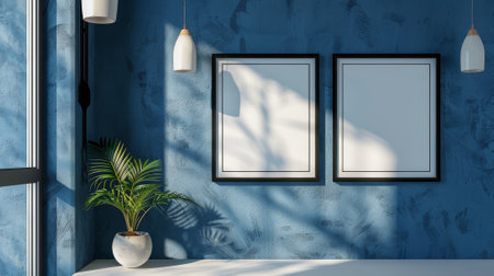 Background of 2 paper frames on the wall.の素材