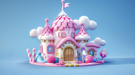 The sweet confectionery building for chocolate fairy tale town. A fantastic princess dream house made out of sugar and lollipop..の素材