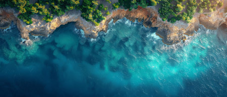 Crystal blue turquoise pure sea, tropical summer vacation abstract background. Saving the environment, protecting the planet, eco tourism.の素材