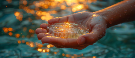 This is a concept for World Oceans Day or Water Day, promoting environmental conservation and climate literacy, saving and protecting the environment, and living a sustainable lifestyle on a pureの素材