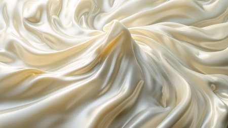 White cosmetic cream texture with ripples and waves. Abstract background with splashes of dairy products or smooth satin drapery. Modern illustration..の素材
