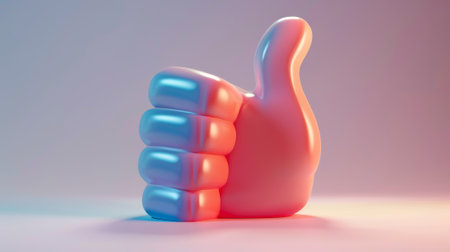 Feedback, ok, like, satisfaction, approval communication symbol, cartoon illustration of thumb up on white background..の素材