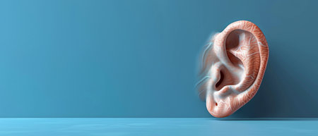Human hearing organ closeup 3d realistic isolated icon design modern illustration.の素材