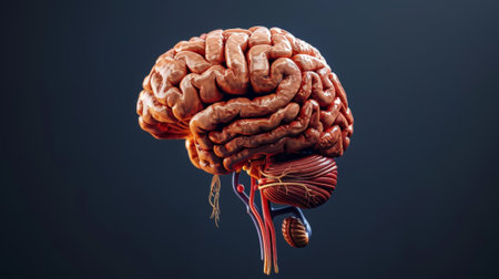 Black background illustration of a human brain in 3Dの素材