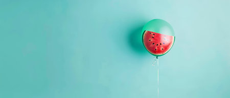 Creative idea. Minimal concept. Watermelon balloon on pastel blue background.の素材