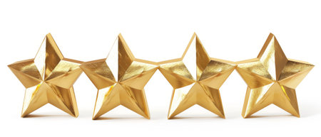 Gold stars isolated on white background with clipping path. 3D renderingの素材