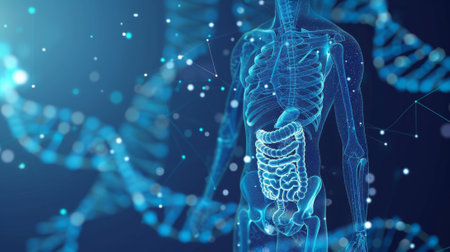 A modern illustration of a molecule body of a human DNA moleculeの素材