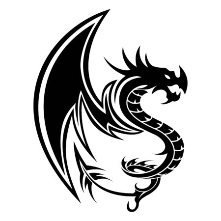Dragon Tattoo Vector S Letter Silhouetteのイラスト素材