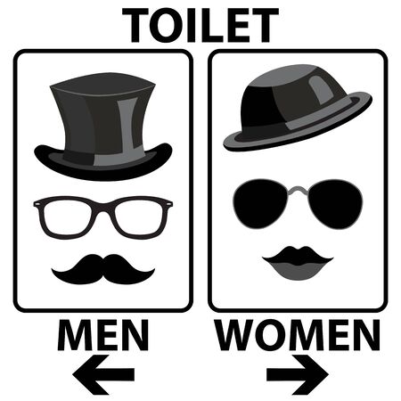 Toilet Sign Ladies Gentleman Men Women Black White Silhouetteのイラスト素材