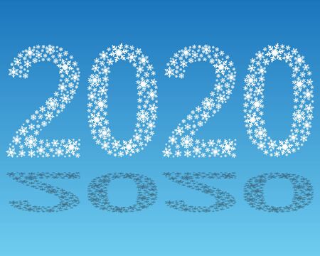 2020 New Year Number Snowflake Icon Blue Backgroundのイラスト素材