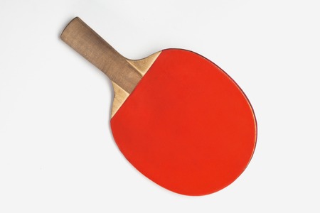 One red racket for playing table tennis  Isolated on white background
