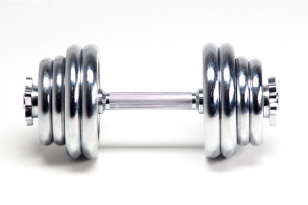 Chrome Weights dumbbells, isolated on white backgroundの写真素材