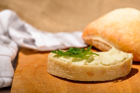 Closeup image of a delicious bread with butterの写真素材