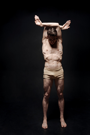 Flexible principal dancer demonstrating her talent to the audienceの写真素材