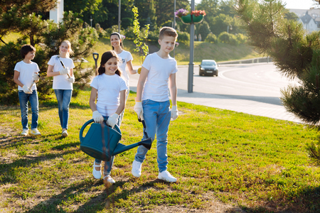 Delighted children doing their tasksの写真素材