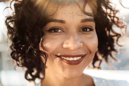 Positive cheerful woman smilingの写真素材