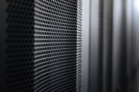 Modern data center. Modern black metal stylish server racks in a data center